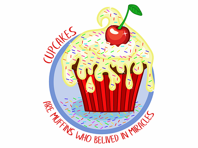 Cupcake cartoon cupcake flatdesign illustration lineart logo sprinkles vectordesign