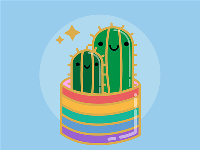 Proud Cactus cactus digitalart flatdesign illustration lgbt lineart pridemonth vectordesign