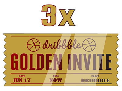 3x Dribbble Invite dribbbleinvite flatart giveaway golden illustration invitation invite lineart