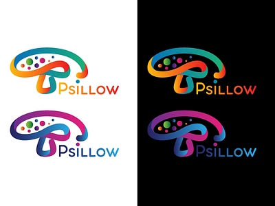 Psillow logo idea flatdesign gradient illustration lineart logo psichedelic shrooms vectordesign