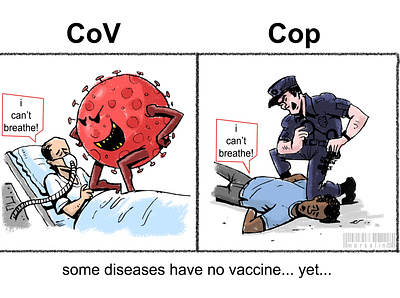 Cov vs cop cartoon illustration