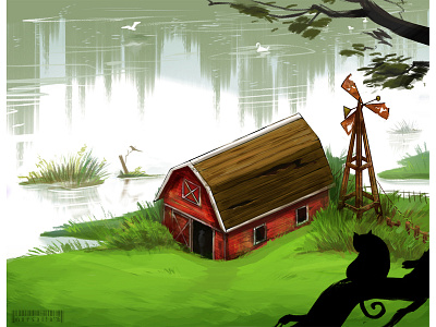 Barn house illustration