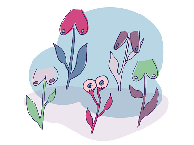 Boob 2/100 boobs colorful dribbble flowers handdrawn illustration plantdesign