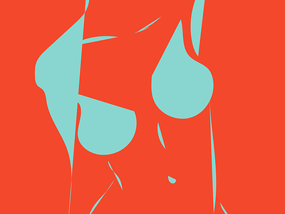 ABSTRACT TATAS abstract blue bold boobs design female illustration naked orange