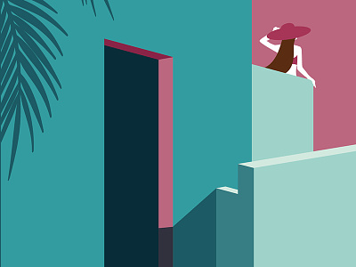 Labyrinth series: 1 architecture behance blue building city concept conceptual escher exhibition exotic girl graphic illustration pink project shadows summer woman