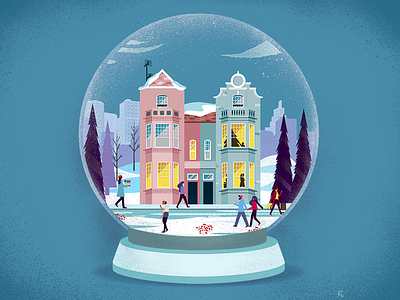Happy Holidays christmas city conceptual gift graphicdesign holidays landscape landscape illustration merry presents snow snowball winter xmas
