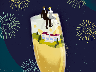 Great Gatsby New Year alcohol architecture concept conceptual editorial fireworks fitzgerald gatsby glass graphic great gatsby house illustration music new year party wine