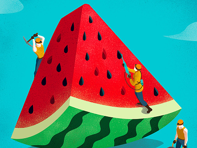 Watermelon Diamonds conceptual design editorial illustration illustrator magazine summer vector watermelon