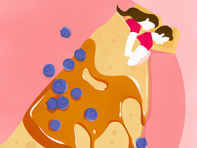 Monday Morning bed blueberry conceptual couple crepes editorial food foodpornsweet illustration illustrator lover magazine monday morning