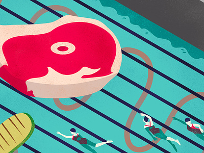 Grilled Pool conceptual design editorial food graphic grill illustration illustrator magazine summer swim vector illustration
