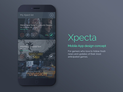 Xpecta mobile app concept