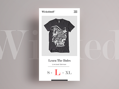 Wicked stuff T-shirt Shop branding clean commerce design flat font mobile modern shop simple t shirt web