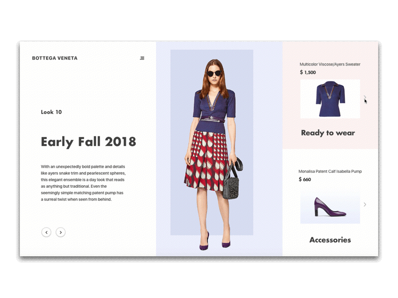 Web Design About Bottega Veneta-Shop The Look clothing website web design web ux