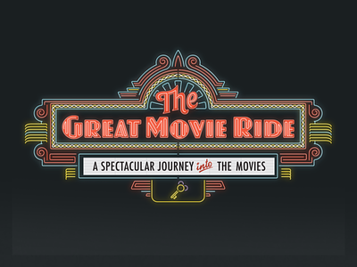 The Great Movie Ride (Color) disney glow graphic design illustration logo monoline neon signage typography