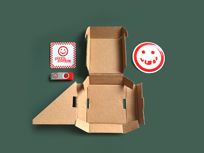 Pizzazombie Leave-Behind Spread branding cardboard design leave behind packaging pizza pizza box