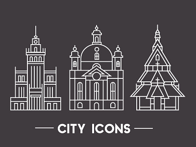 City Icons I city flat icon landmark line tourism travel vector