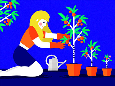 Preamble drawing flat fruit girl graden illustration peahc plant tree vector webzine