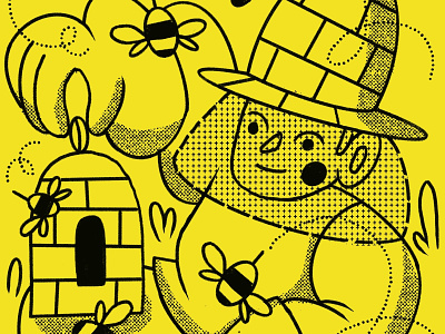 Beekeper animal animals bee character design drawing editorial illustration procreate