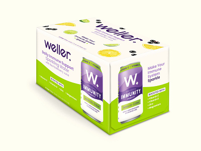 Weller+ Immunity 6-Pack Design branding branding design design illustration logo packaging packaging design typography vector