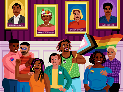 Pride Posters for Convene celebration crowd digital gay illustration lgbtqia pride queer trans vector