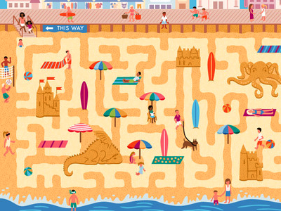 Highlights beach highlights illustration maze puzzle vector