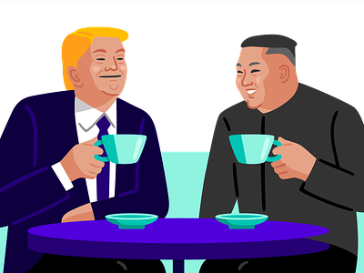theSkimm: US-North Korea Summit current events editorial illustration kim jong un north korea trump vector
