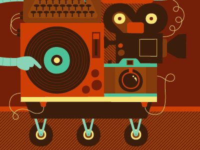 Two Cameras camera digital illustration progress record player robot technology vector