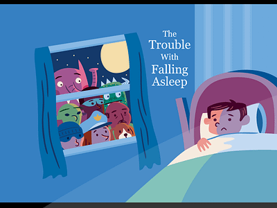 Touble With Falling Asleep, out now! app bedtime book cover childrens book illustration ipad night vector