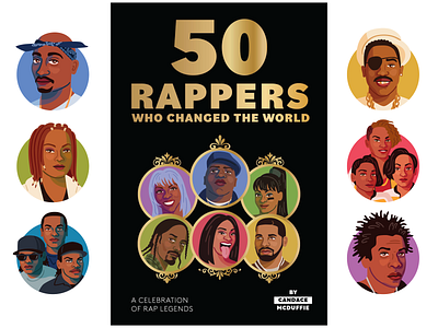 50 Rappers Who Changed the World book hiphop illustration portrait publishing rap vector