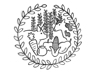 Farm Logo 1 badge illustration logo pencil sketch