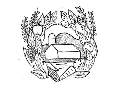 Farm Logo 2 badge illustration logo pencil sketch