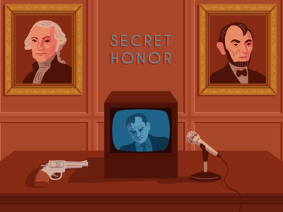 Secret Honor film illustration lincoln nixon presidents washington