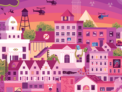 WTNV buildings city illustration night vale town vector