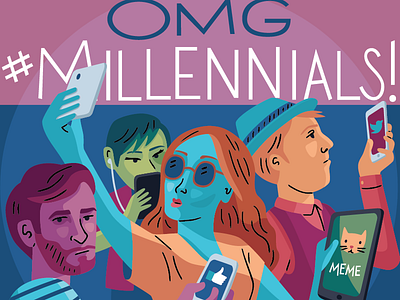 Millennials illustration millennials technology teens vector
