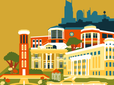 Campus buildings campus city cityscape college digital illustration vector