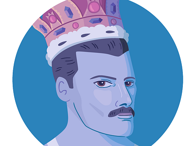Freddie Mercury crown illustration portrait queen vector