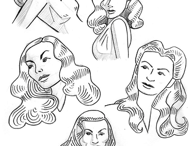 Veronica Lake's hair hair illustration pencil sketch