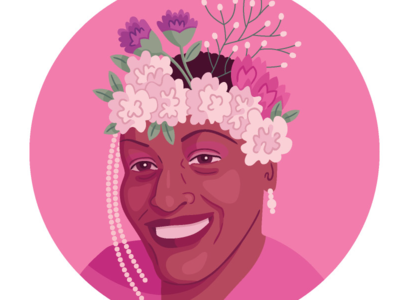 Marsha P. Johnson flowers illustration portrait vector