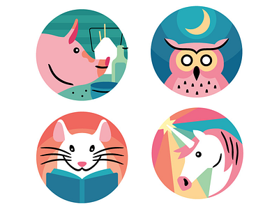 College Roommates animals college editorial illustration mouse owl pig spot unicorn vector