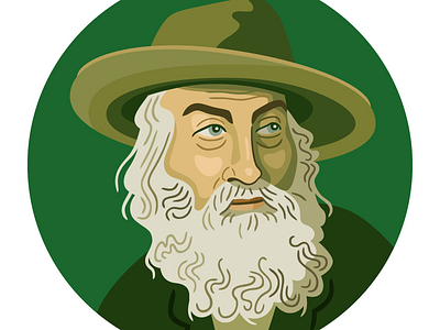 Walt Whitman beard illustration portrait vector