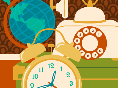 Globe, Phone, Clock