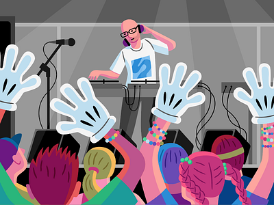 Red Bull Music Academy 90s concert illustration moby music party rave vector