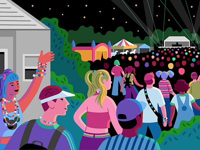 Red Bull Music Academy 90s concert illustration music party rave vector