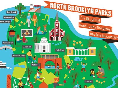 North Brooklyn Parks brooklyn illustration map outdoors parks vector