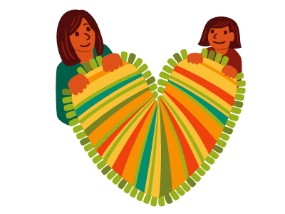 Guideposts Spot 3 blanket charity complete digital editorial girl heart illustration love spot vector woman