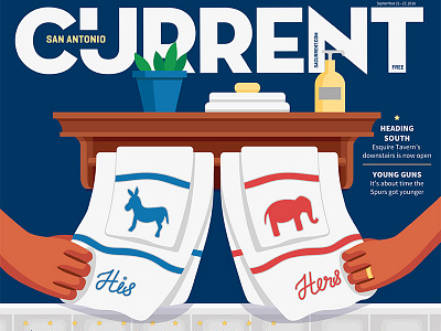 House Divided bathroom cover democrat editorial election illustration magazine politics republican vector