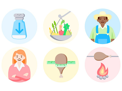 Sage Project badges badges balance farmer food icons illustration meat nutrition salt vector