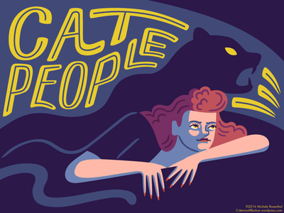 Cat People criterion film illustration lettering panther scary shadow spooky vector