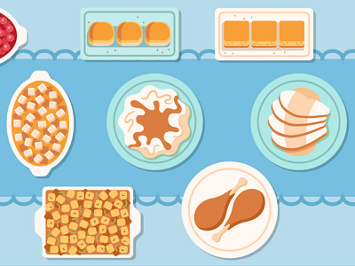 Thanksgiving Dishes dinner food illustration table thanksgiving vector