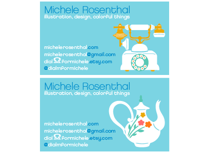 New Business Cards! business cards design self promotional teapot telephone vector